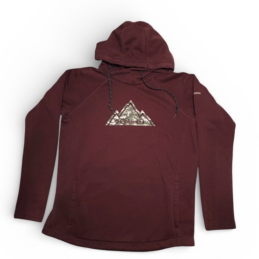 Columbia Women’s Small Burgundy Logo Hoodie Pullover Outdoor Hiking Sweatshirt